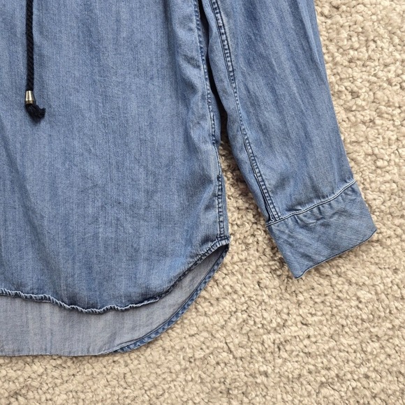 Rails Top Womens Medium Blue Raquel Chambray Lace Up Front Tencel Boho Hippie - Picture 2 of 11